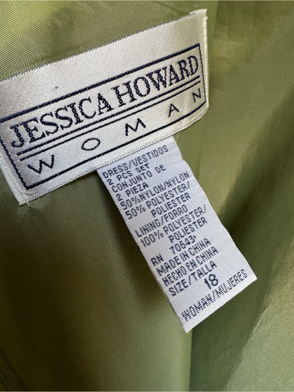 Jessica Howard Sage Green Sleeveless Dress 3/4 Beaded Floral Jacket Set Woman 18 - Picture 11 of 16
